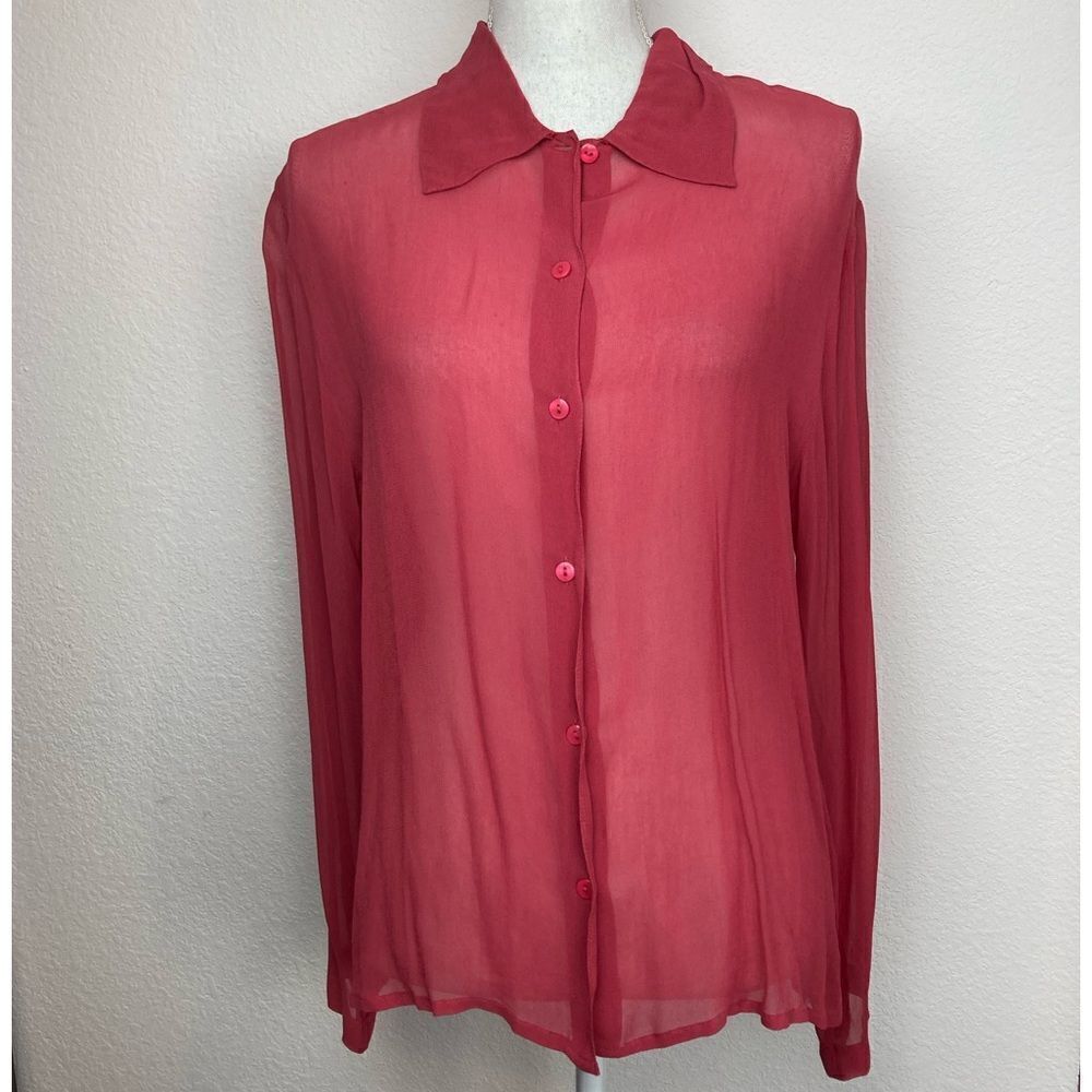 Putumayo sheer blouse in perfect tea berry rose pink VTG